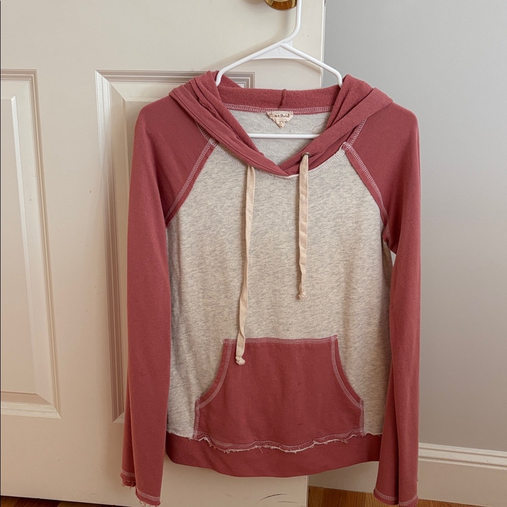 Pink and Gray Hooded Sweatshirt